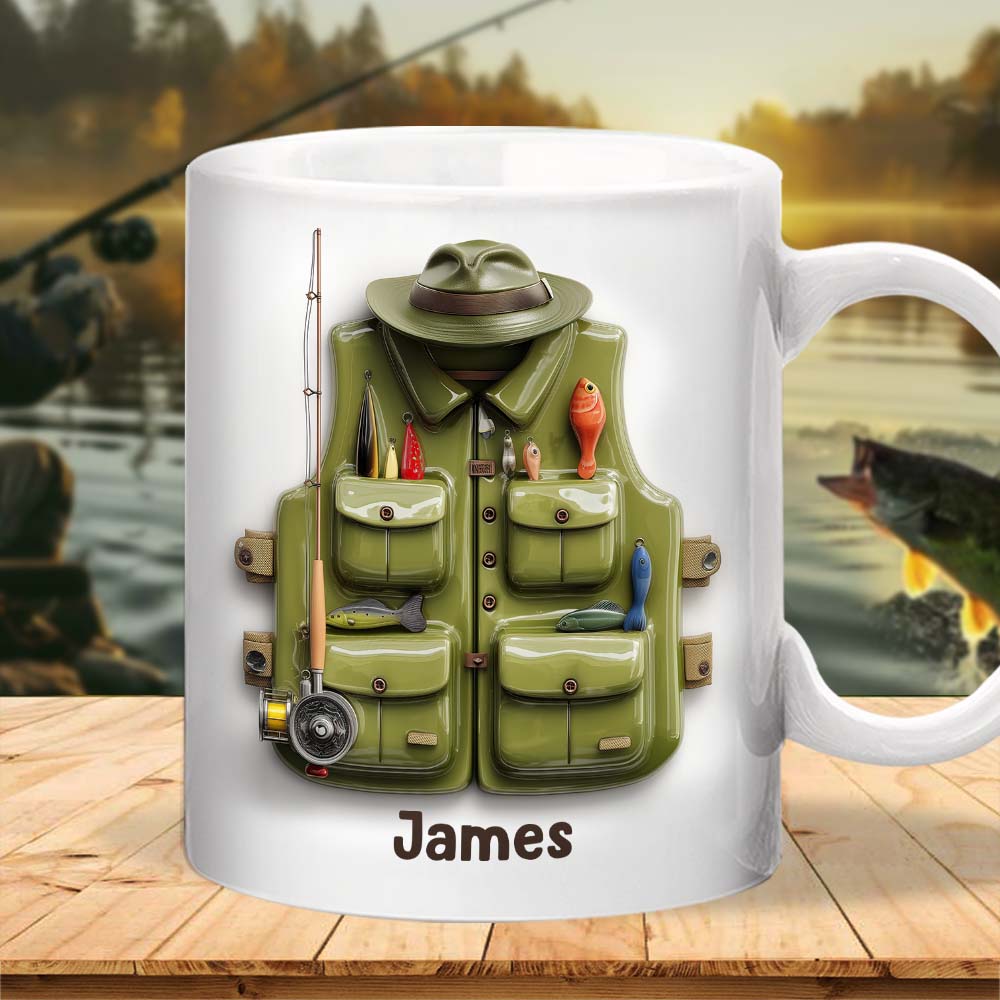 Gilet de pêche - Mug de pêche personnalisé