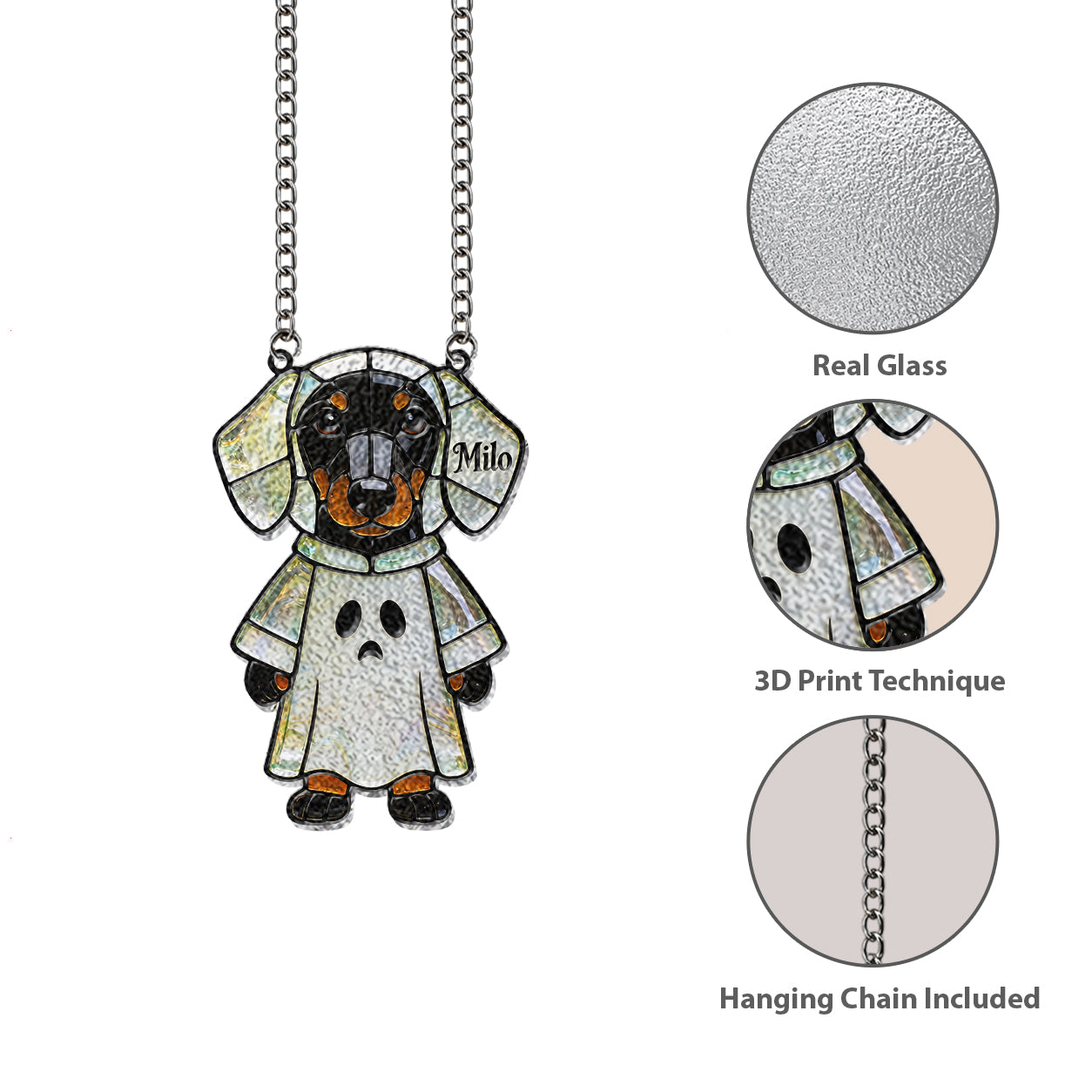 Pet Halloween - Personalized Dog 3D Printed Glass Suncatcher