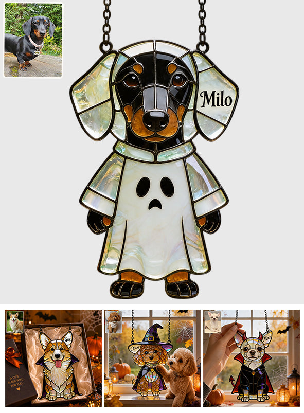 Pet Halloween - Personalized Dog 3D Printed Glass Suncatcher