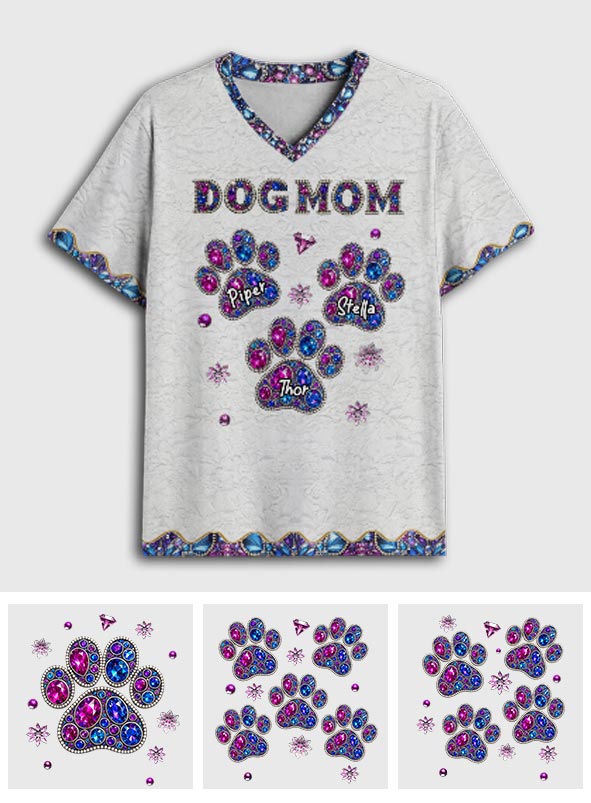 Proud Dog Mom - Personalized Dog Fully Printed V-Neck T-Shirt