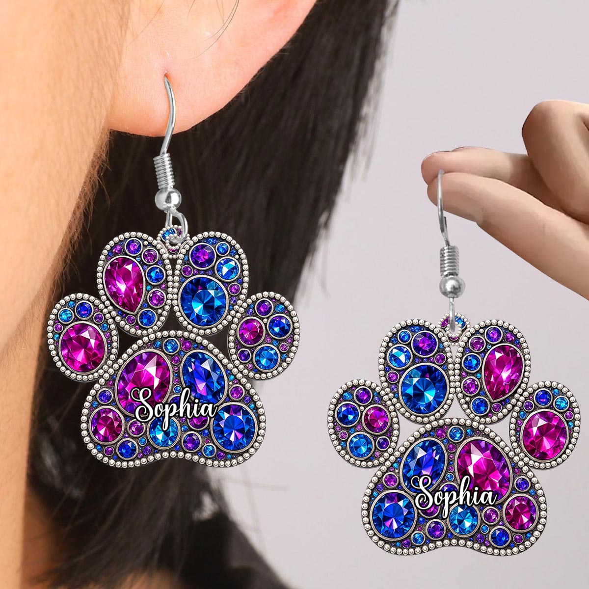 Fière maman de chien - Boucles d'oreilles personnalisées pour chien