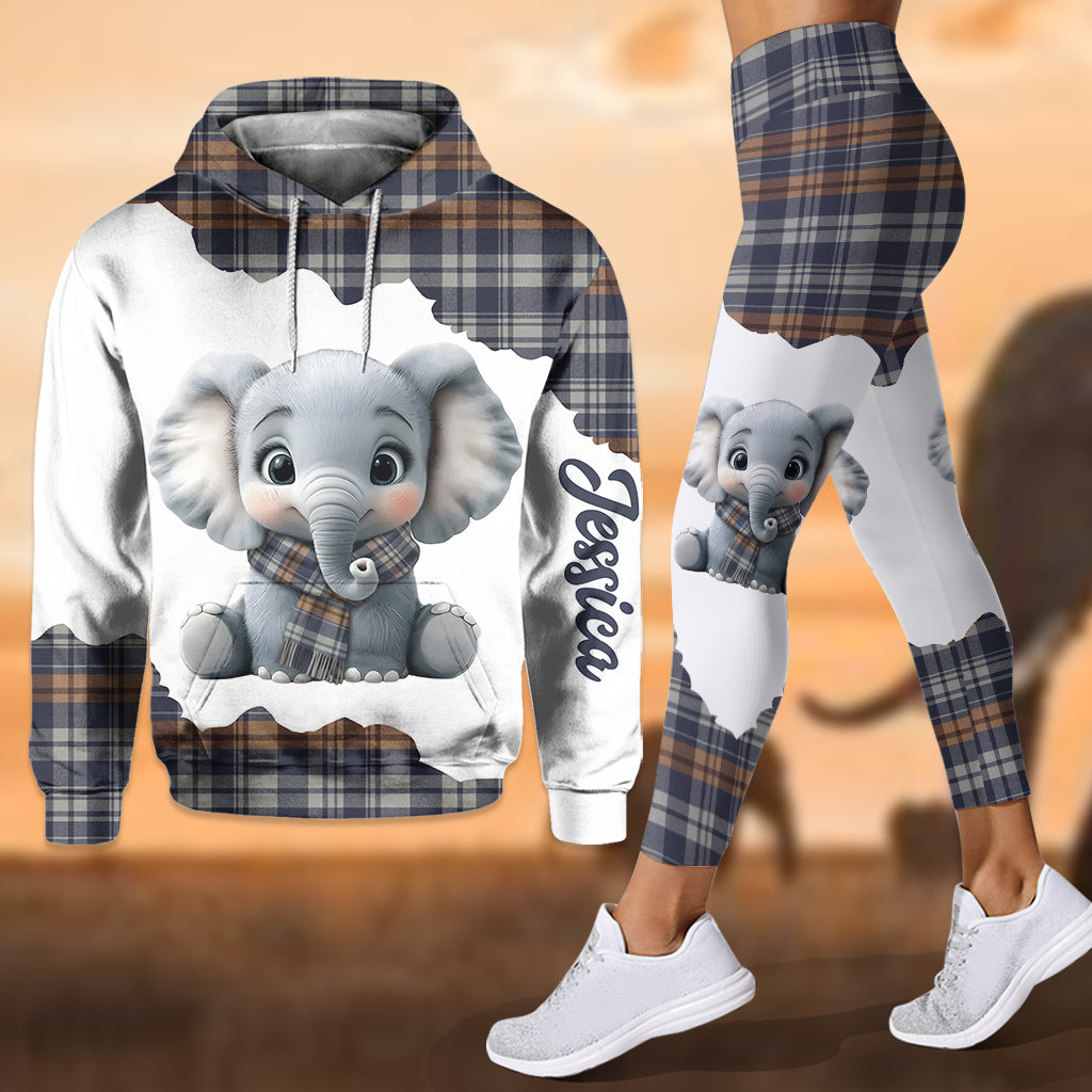 Adorable éléphant - Sweat à capuche et leggings personnalisés avec éléphant