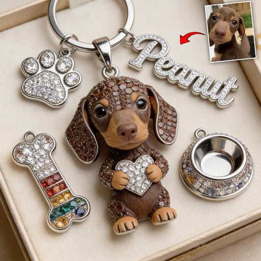 J'adore mes chiens - Porte-clés premium personnalisé avec charms