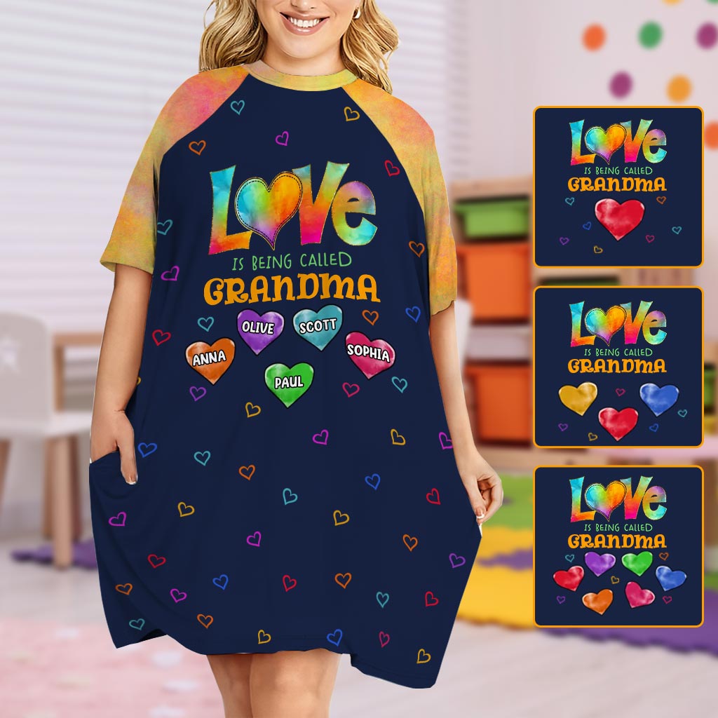 Blessed To Be Called Grandma - Personalized Grandma Sleep T-shirt Dress