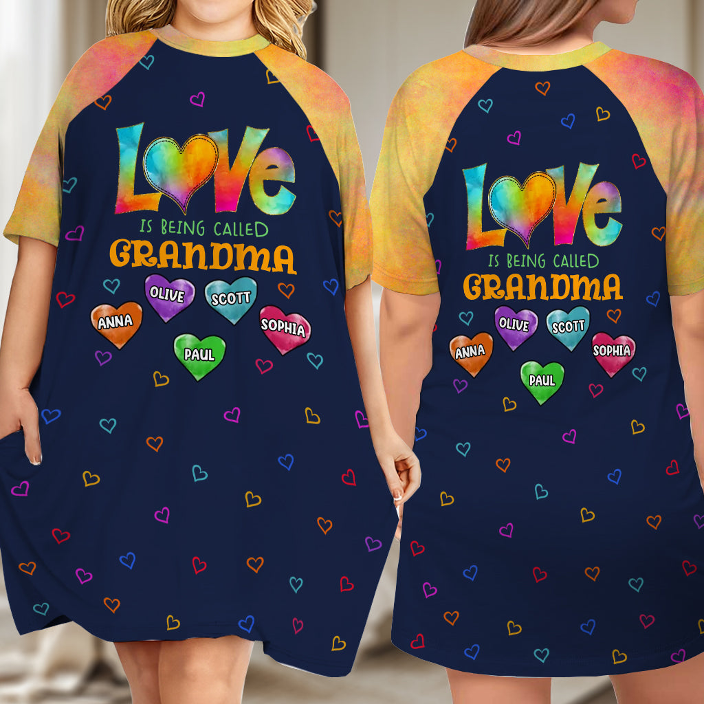 Blessed To Be Called Grandma - Personalized Grandma Sleep T-shirt Dress