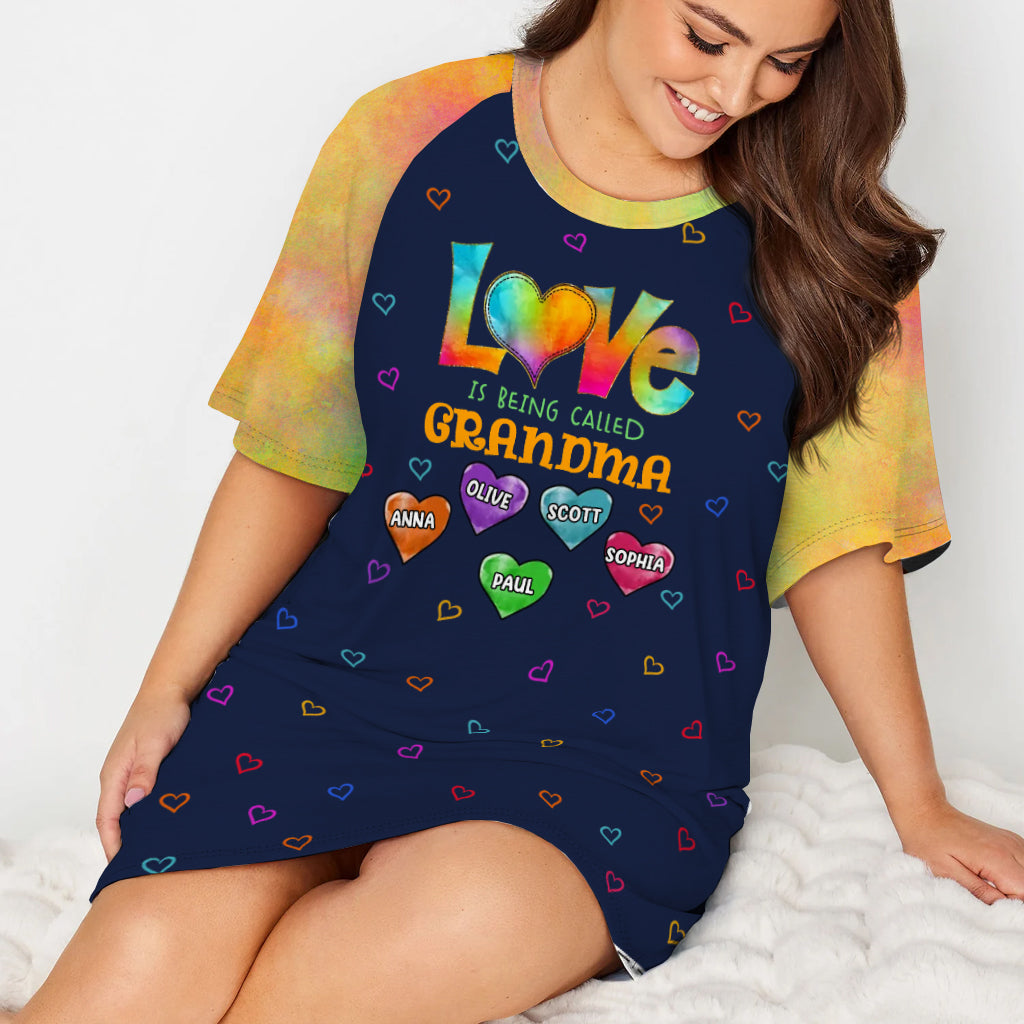 Blessed To Be Called Grandma - Personalized Grandma Sleep T-shirt Dress