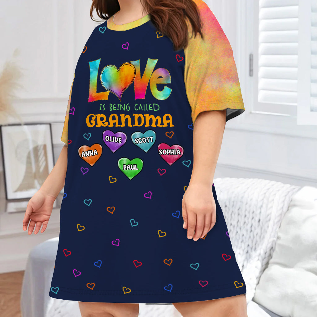 Blessed To Be Called Grandma - Personalized Grandma Sleep T-shirt Dress