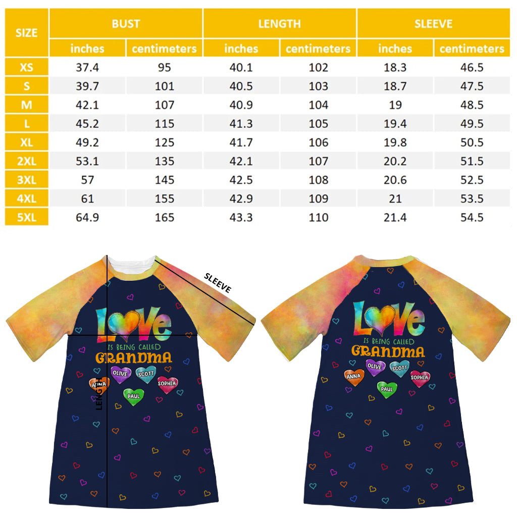 Blessed To Be Called Grandma - Personalized Grandma Sleep T-shirt Dress