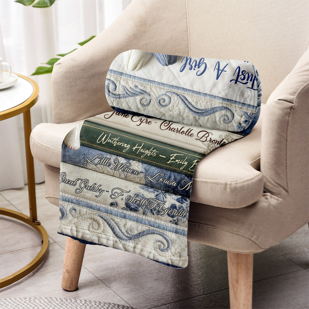 Just A Girl Who Loves Books - Personalized Book Blanket