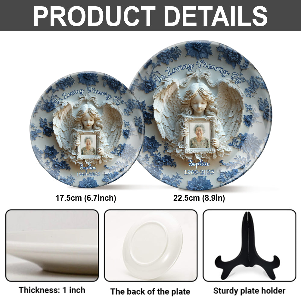 Ailes d'ange - Assiette ronde commémorative personnalisée en céramique