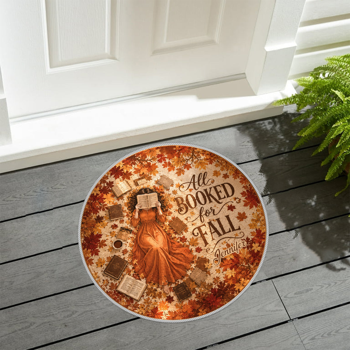 All Booked For Fall - Personalized Book Non-Slip Tufted Rug