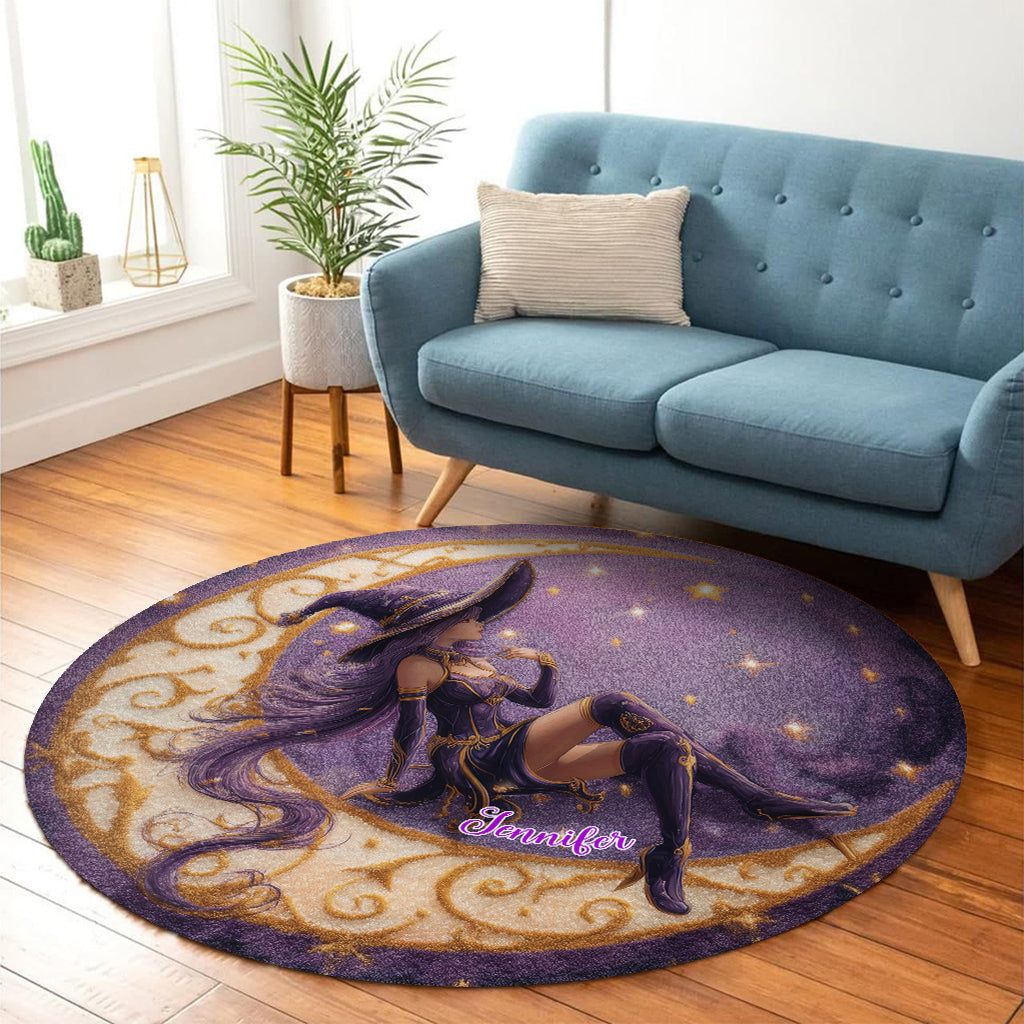 Belle sorcière - Tapis rond personnalisé sorcière