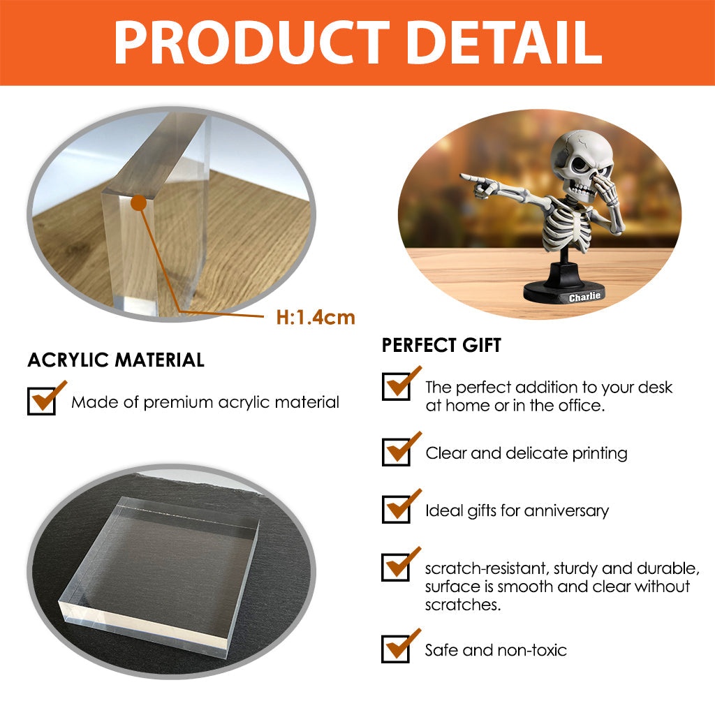 Décoration de salle de bain humoristique - Plaque acrylique personnalisée en forme de crâne