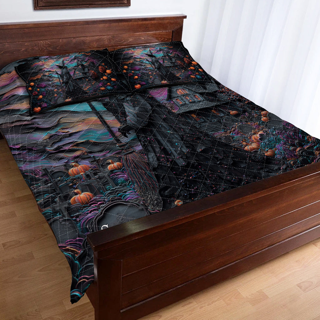 Maison d'Halloween - Ensemble de courtepointe de sorcière personnalisé