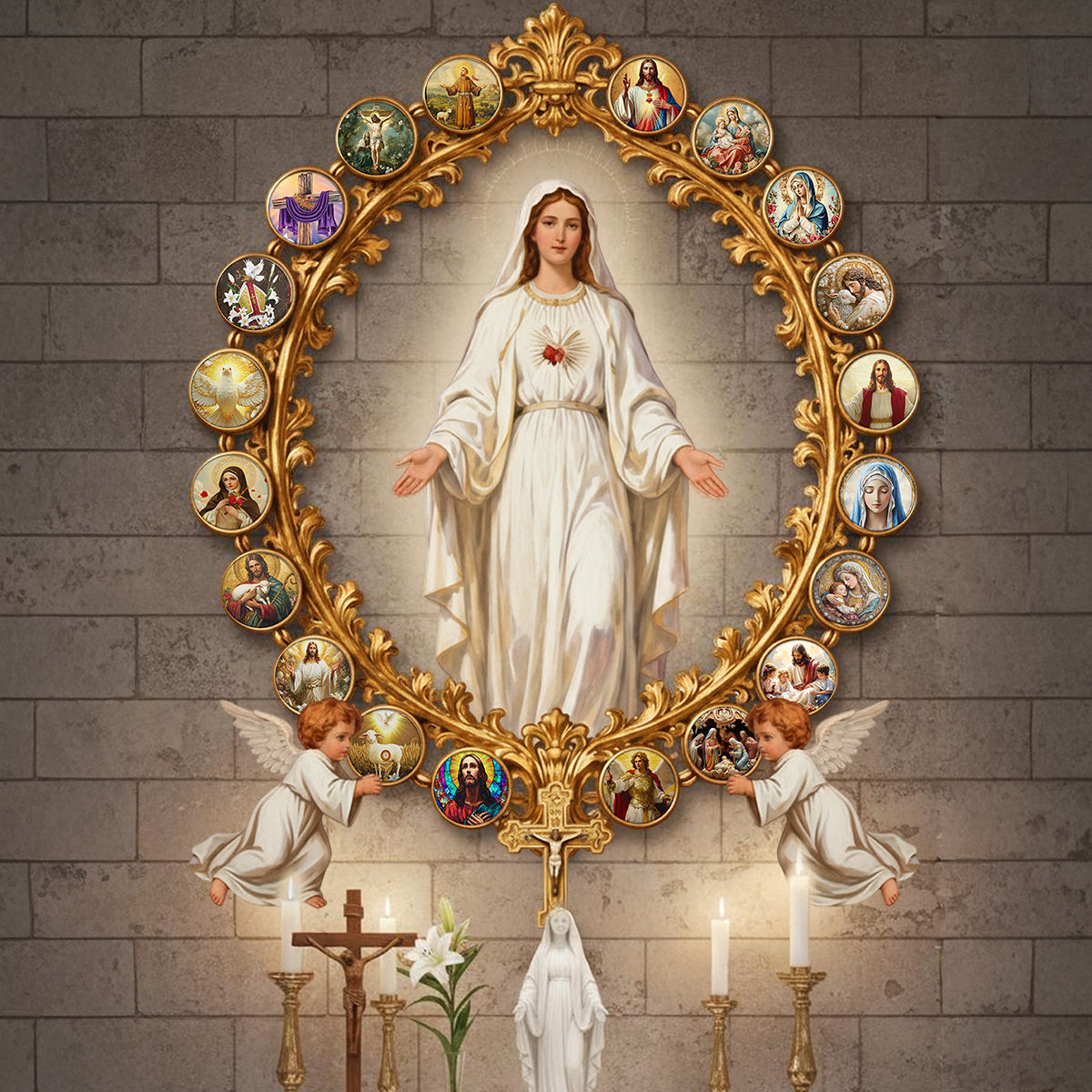 Dame de la Grâce Divine et de la Sérénité - Panneau chrétien en métal découpé