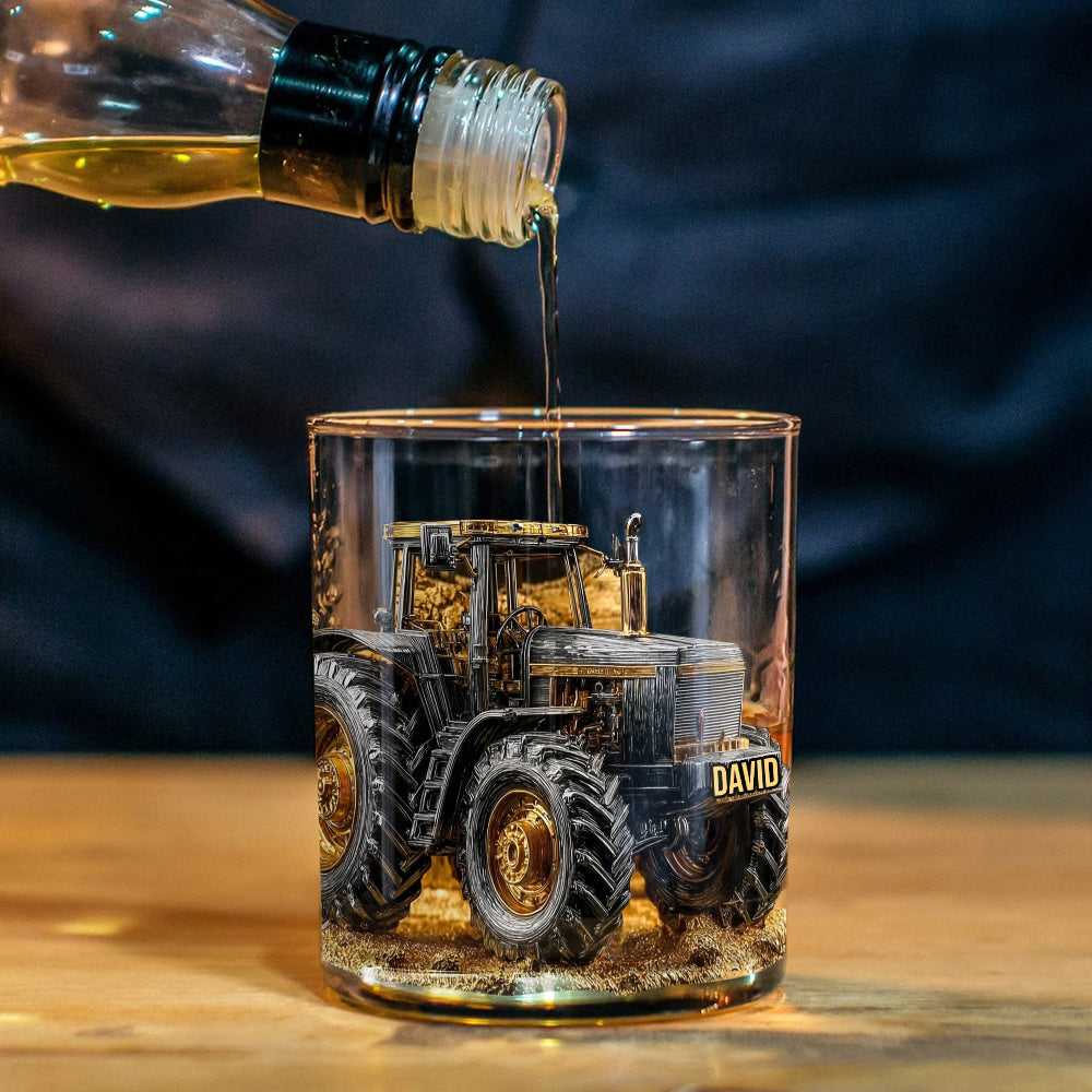 Fermier fort - Verre à whisky personnalisé en forme de tracteur