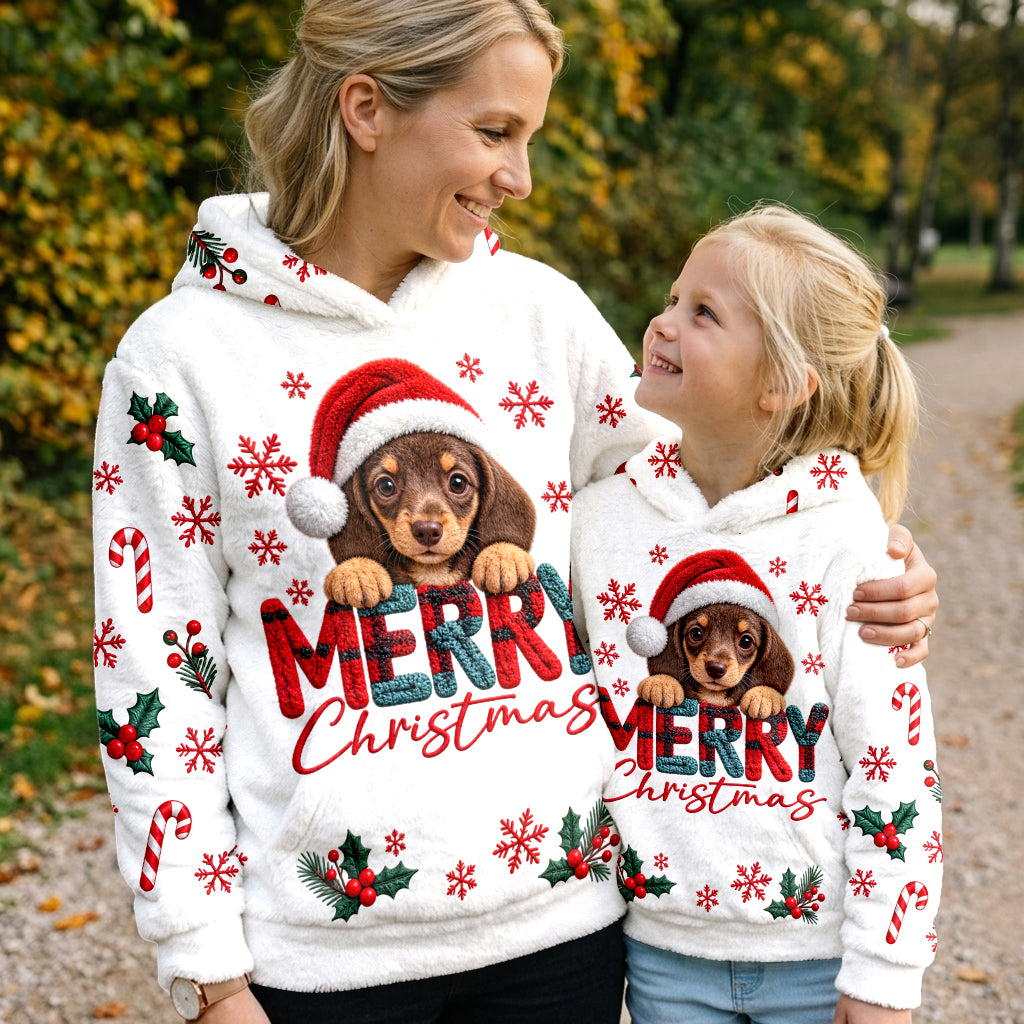 Merry Christmas - Personalized Dog Fleece Hoodie
