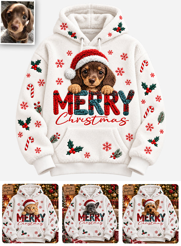 Merry Christmas - Personalized Dog Fleece Hoodie