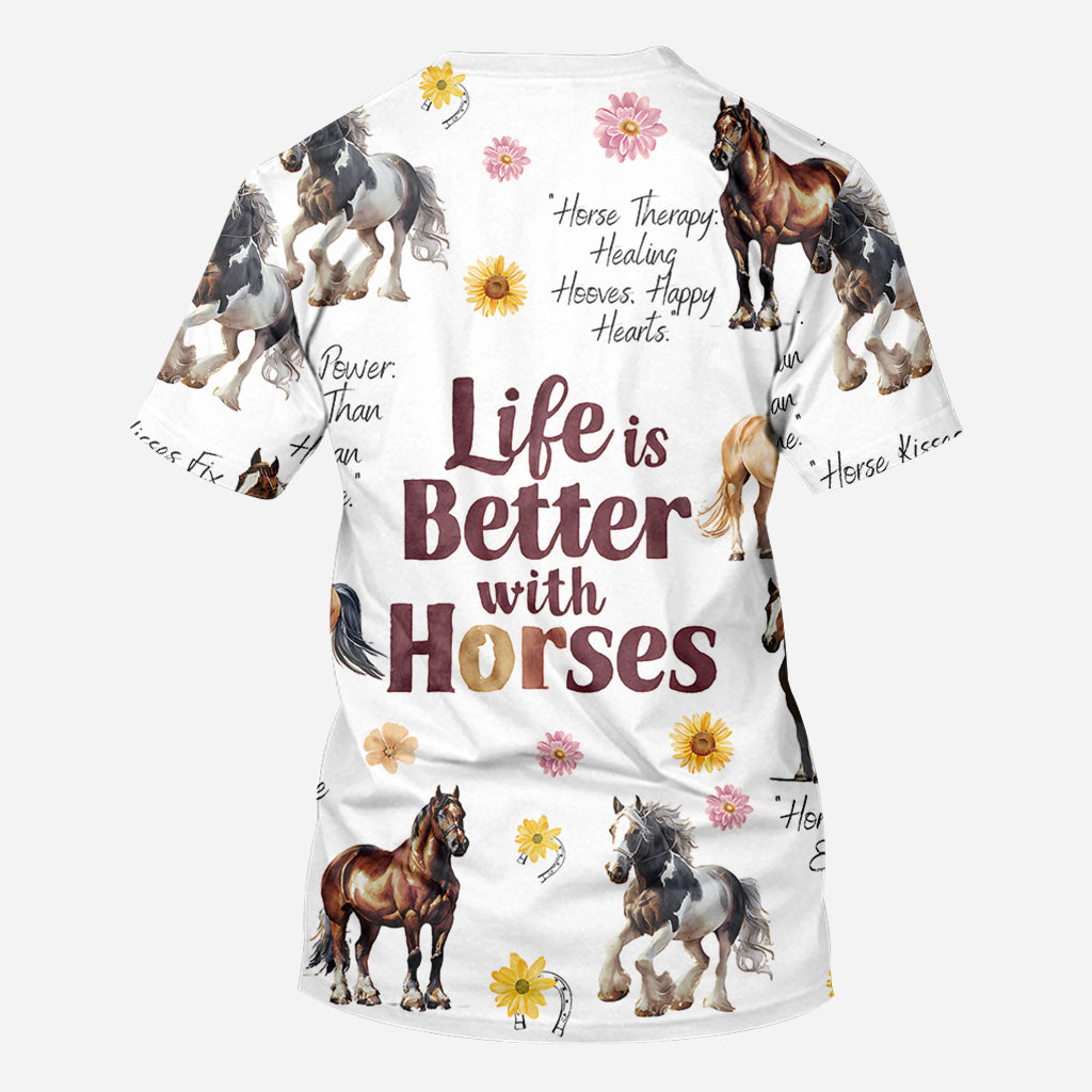 La vie est plus belle avec les chevaux - T-shirt personnalisé à motif cheval