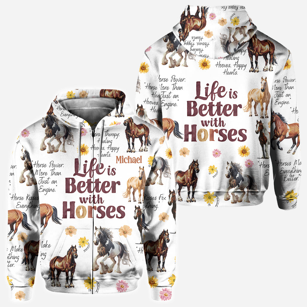 La vie est plus belle avec les chevaux - T-shirt personnalisé à motif cheval