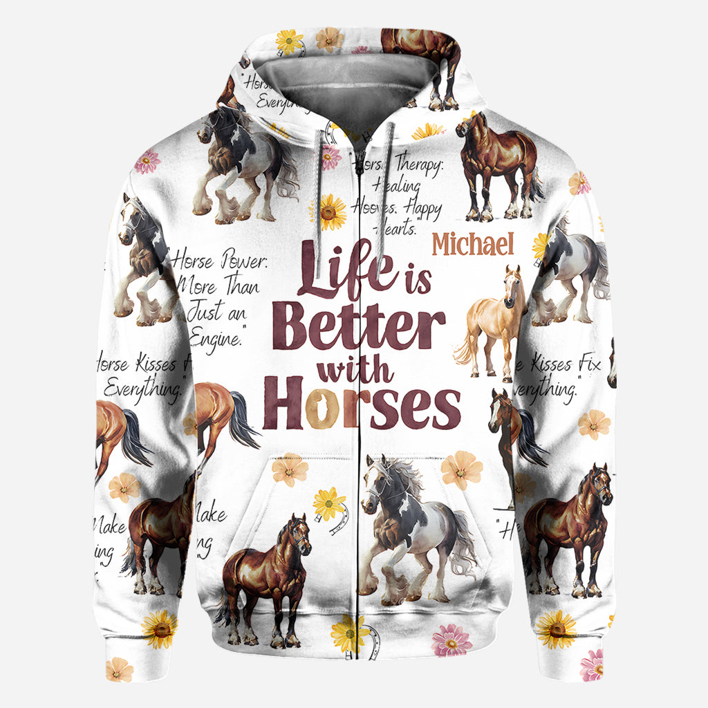 La vie est plus belle avec les chevaux - T-shirt personnalisé à motif cheval
