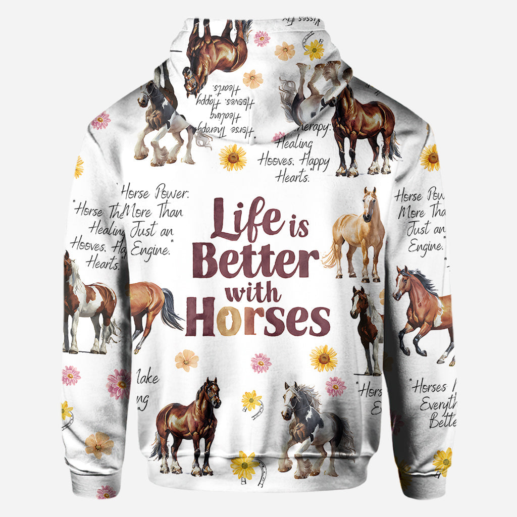 La vie est plus belle avec les chevaux - T-shirt personnalisé à motif cheval