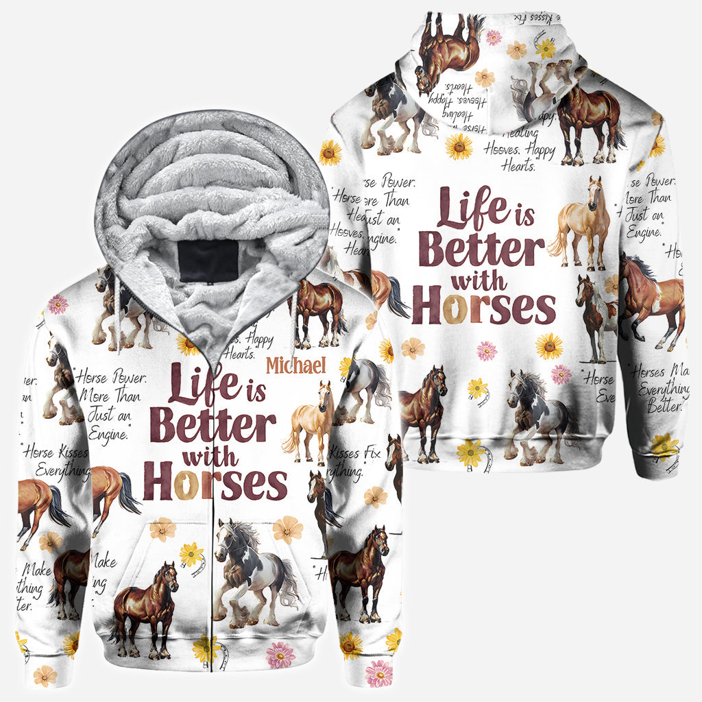 La vie est plus belle avec les chevaux - T-shirt personnalisé à motif cheval