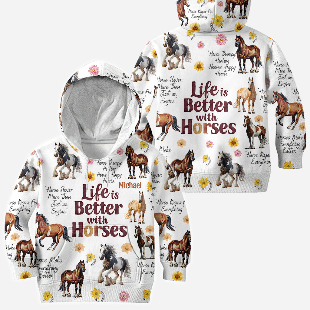 La vie est plus belle avec les chevaux - T-shirt personnalisé à motif cheval