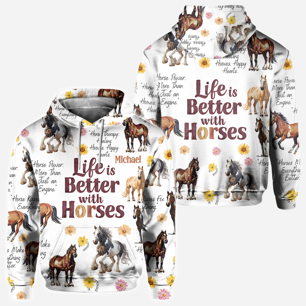 La vie est plus belle avec les chevaux - T-shirt personnalisé à motif cheval