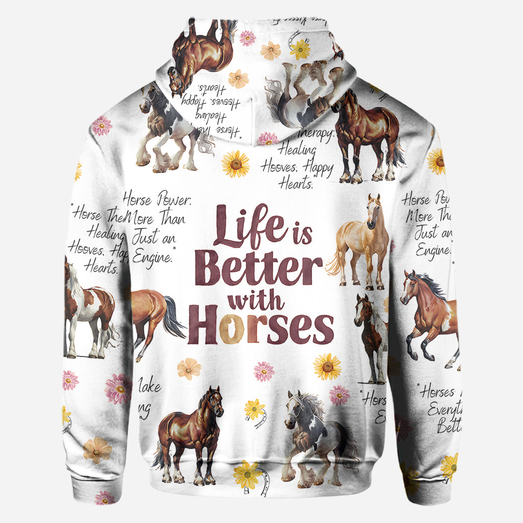 La vie est plus belle avec les chevaux - T-shirt personnalisé à motif cheval
