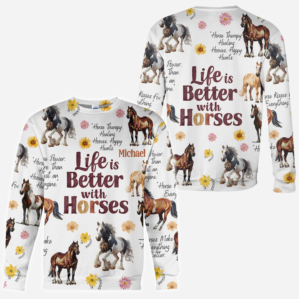 La vie est plus belle avec les chevaux - T-shirt personnalisé à motif cheval
