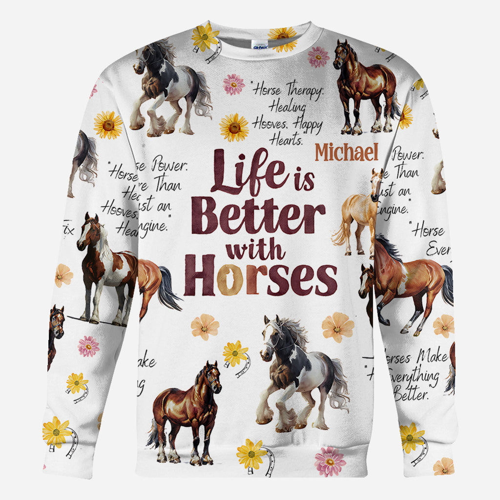 La vie est plus belle avec les chevaux - T-shirt personnalisé à motif cheval
