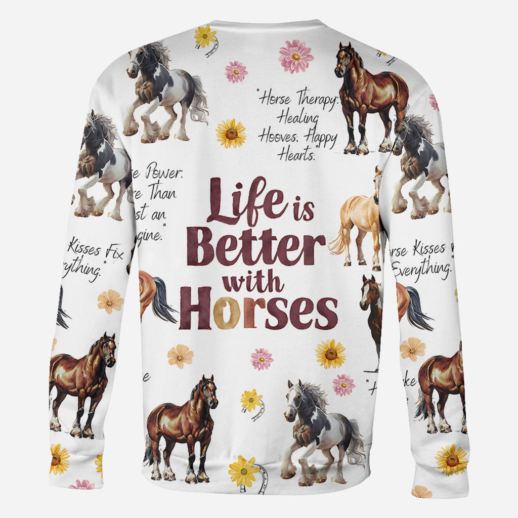 La vie est plus belle avec les chevaux - T-shirt personnalisé à motif cheval