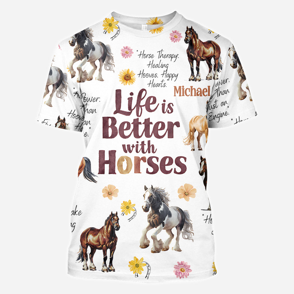 La vie est plus belle avec les chevaux - T-shirt personnalisé à motif cheval