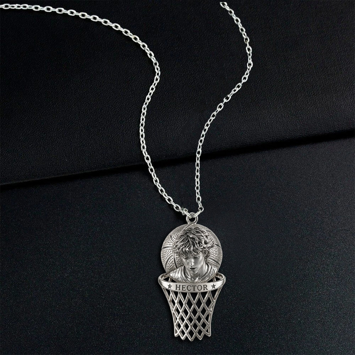 Love Basketball - Personalized Basketball Shaped Metal Pendant Necklace