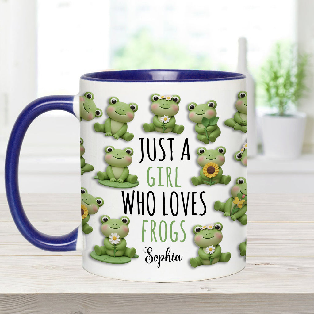 Mug personnalisé à motif grenouille « Juste une fille qui adore les grenouilles »