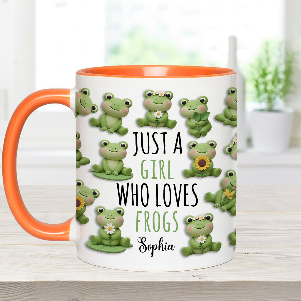 Mug personnalisé à motif grenouille « Juste une fille qui adore les grenouilles »