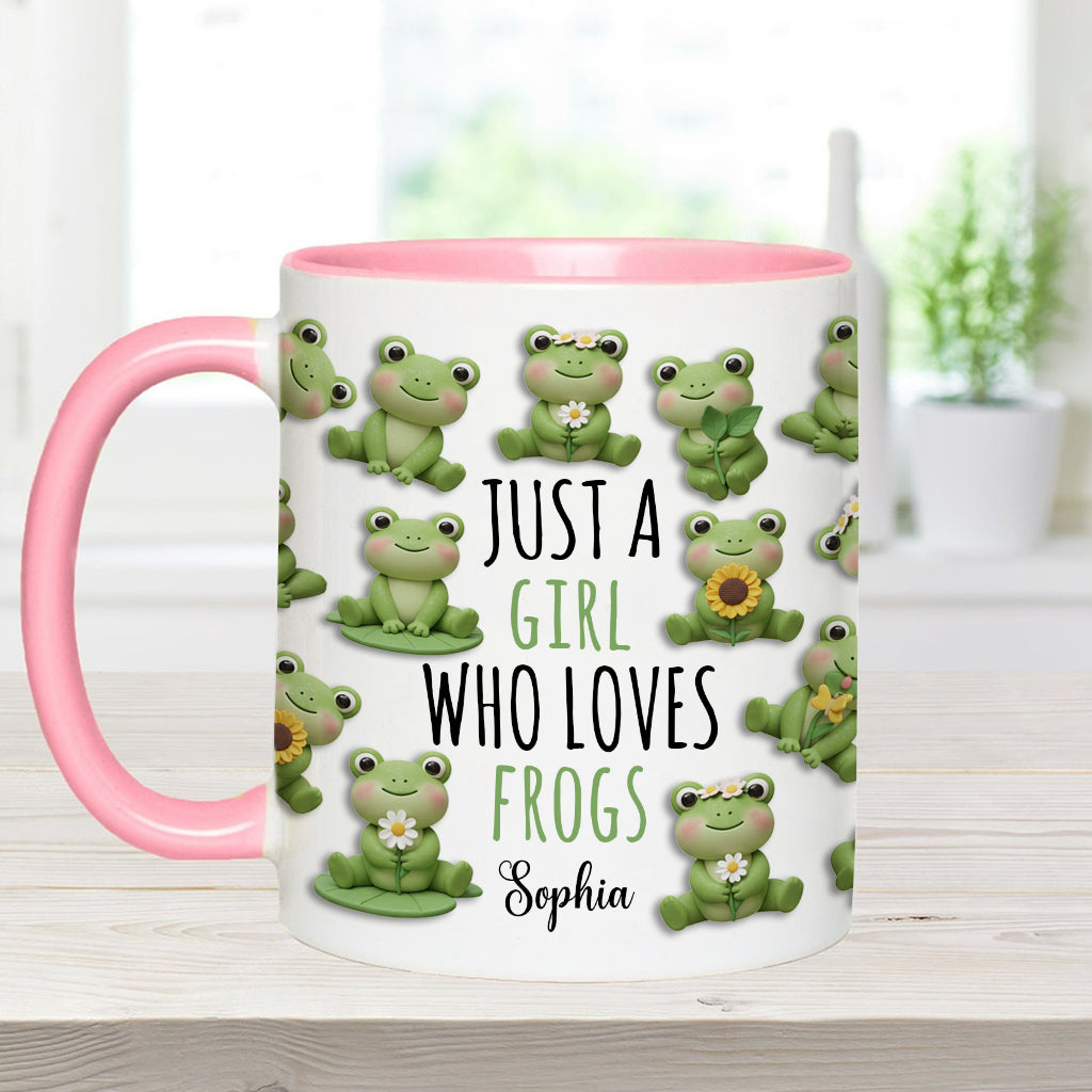Mug personnalisé à motif grenouille « Juste une fille qui adore les grenouilles »