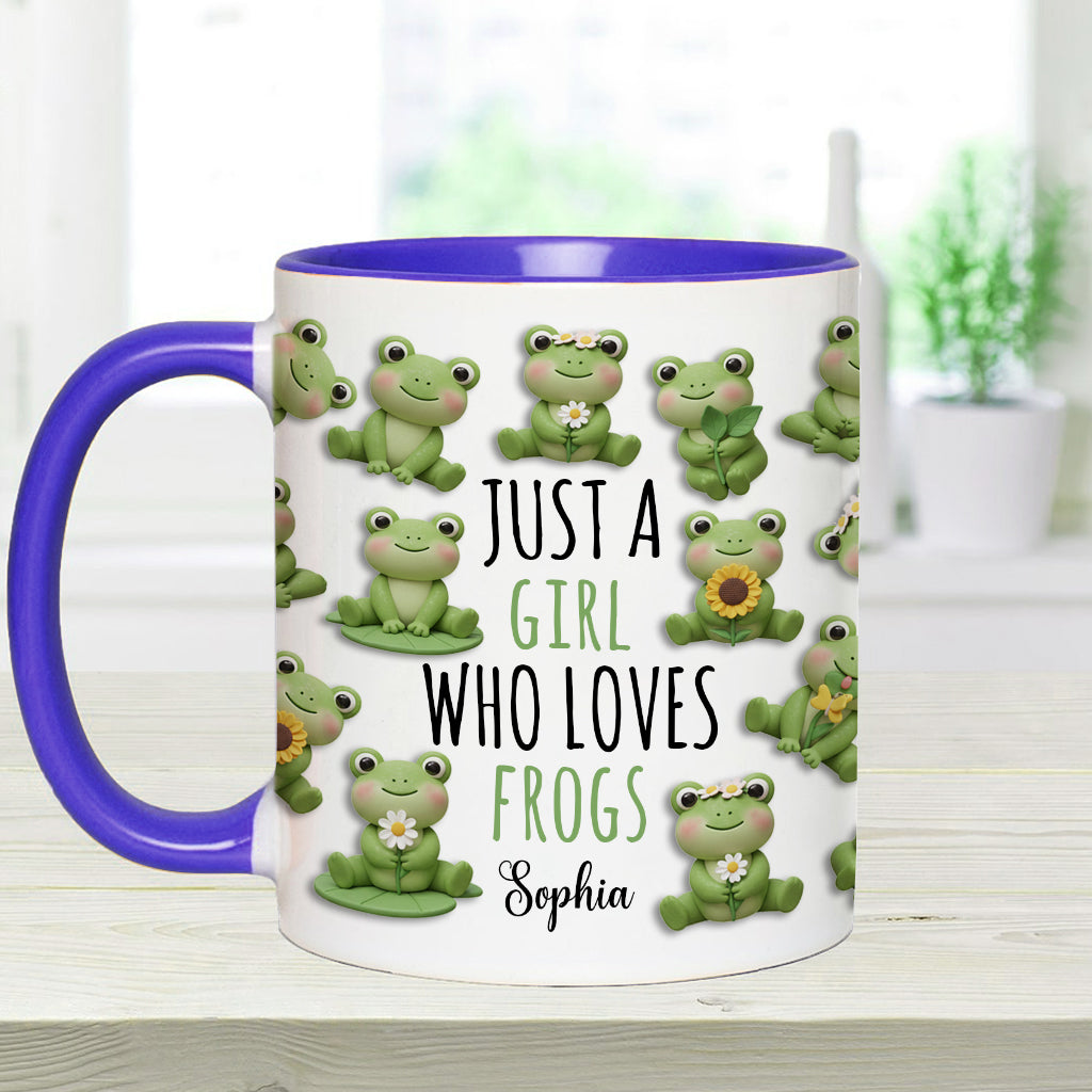 Mug personnalisé à motif grenouille « Juste une fille qui adore les grenouilles »
