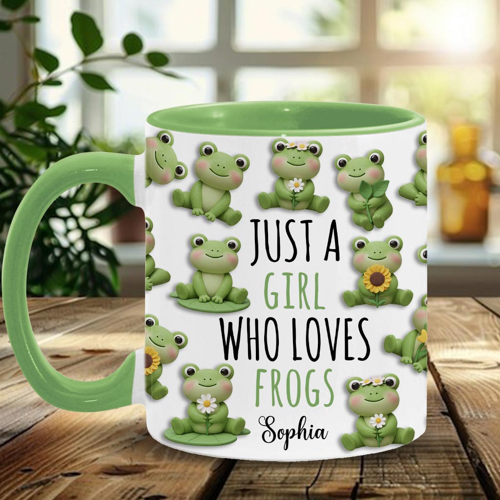 Mug personnalisé à motif grenouille « Juste une fille qui adore les grenouilles »