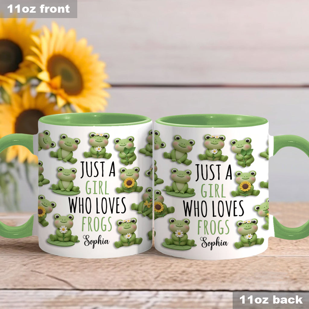 Mug personnalisé à motif grenouille « Juste une fille qui adore les grenouilles »