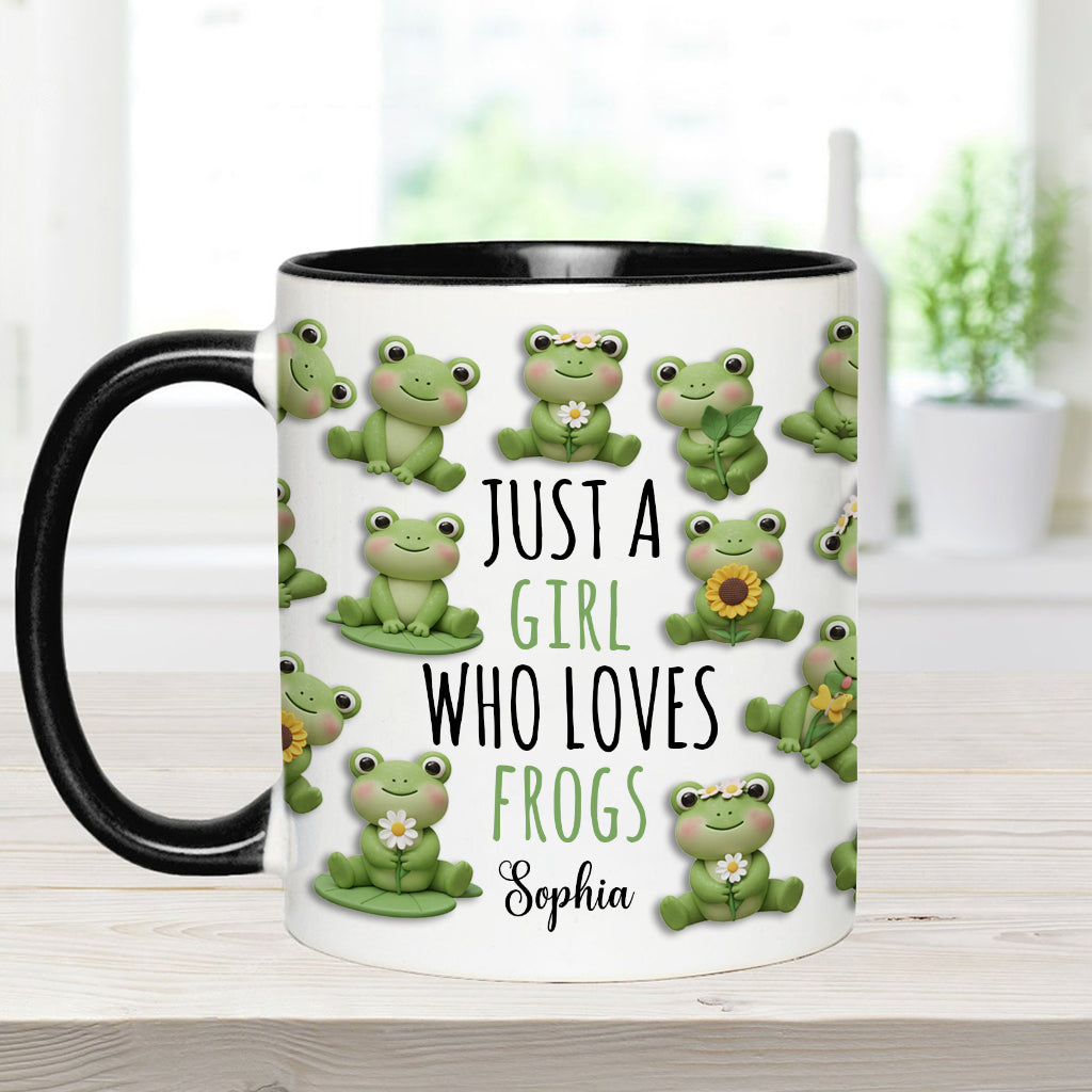 Mug personnalisé à motif grenouille « Juste une fille qui adore les grenouilles »