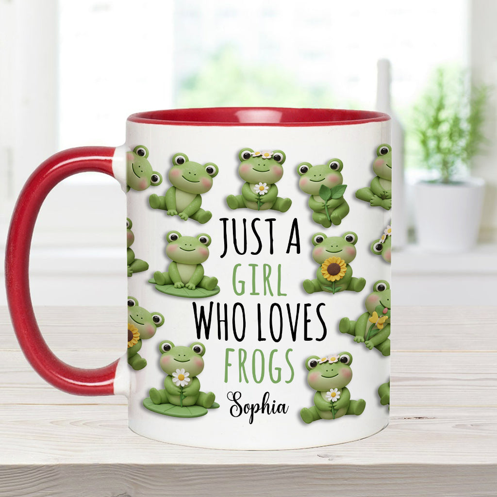 Mug personnalisé à motif grenouille « Juste une fille qui adore les grenouilles »
