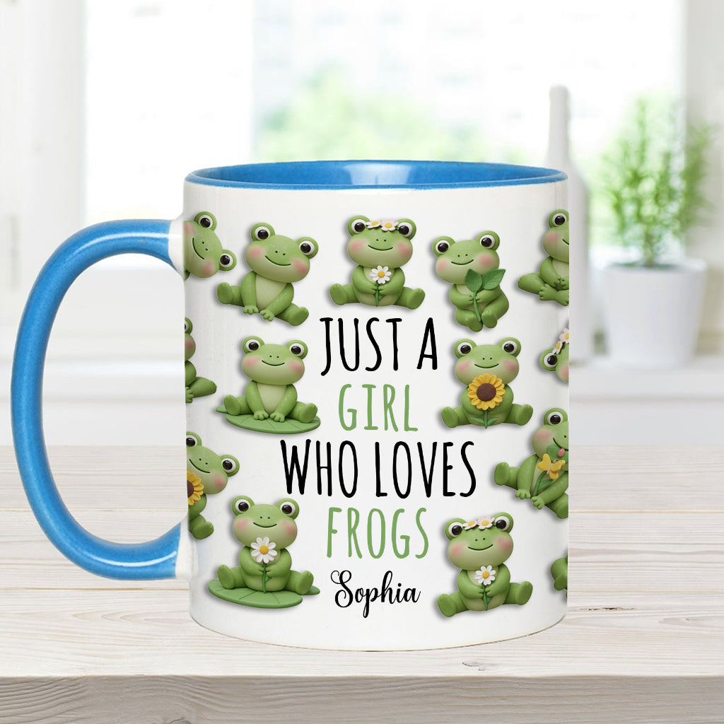 Mug personnalisé à motif grenouille « Juste une fille qui adore les grenouilles »