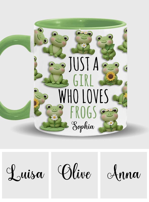 Mug personnalisé à motif grenouille « Juste une fille qui adore les grenouilles »