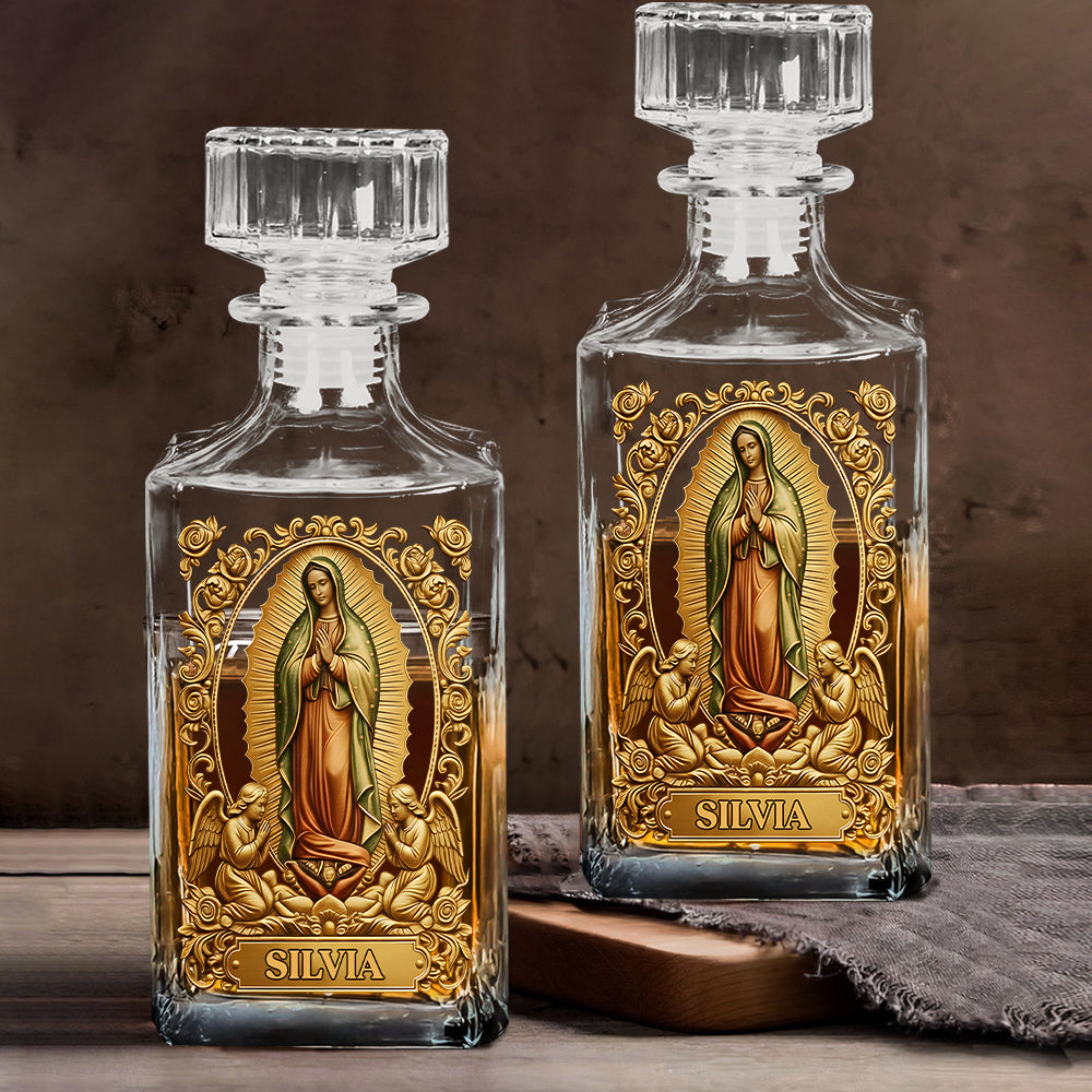 Notre-Dame de Guadalupe - Coffret carafe à whisky chrétienne personnalisée