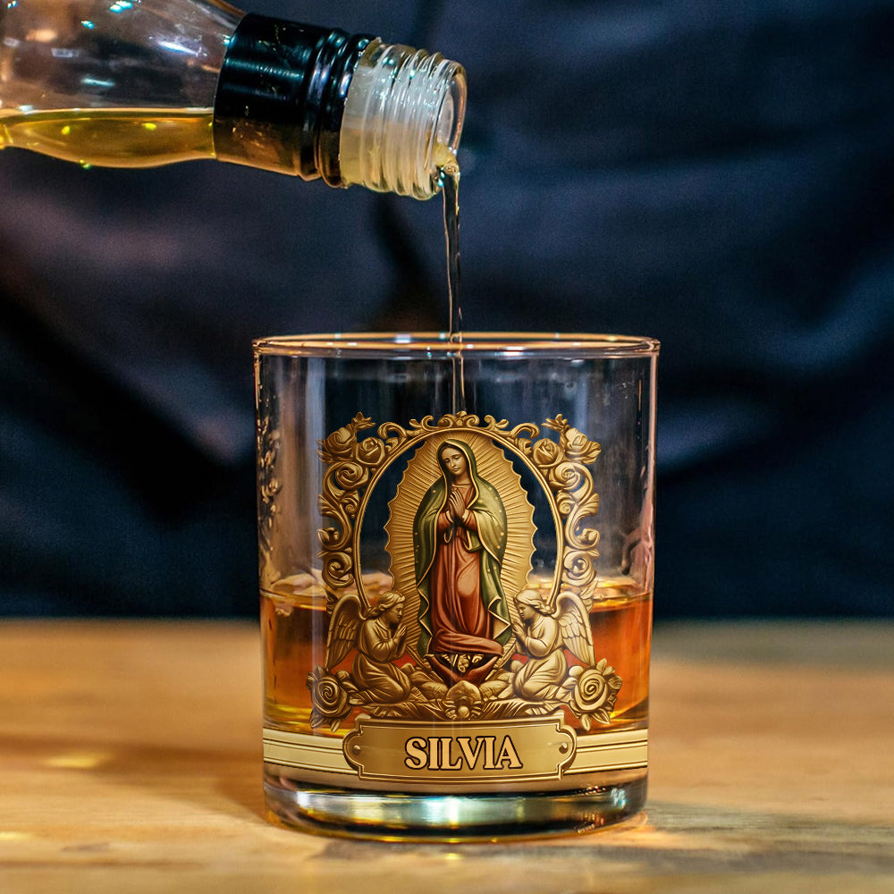 Notre-Dame de Guadalupe - Coffret carafe à whisky chrétienne personnalisée
