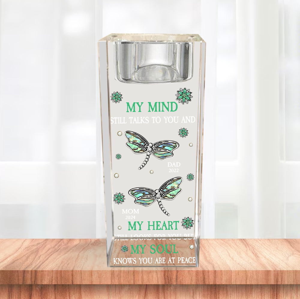 My Mind Still Talks To You - Personalized Memorial Glass Candle Holder