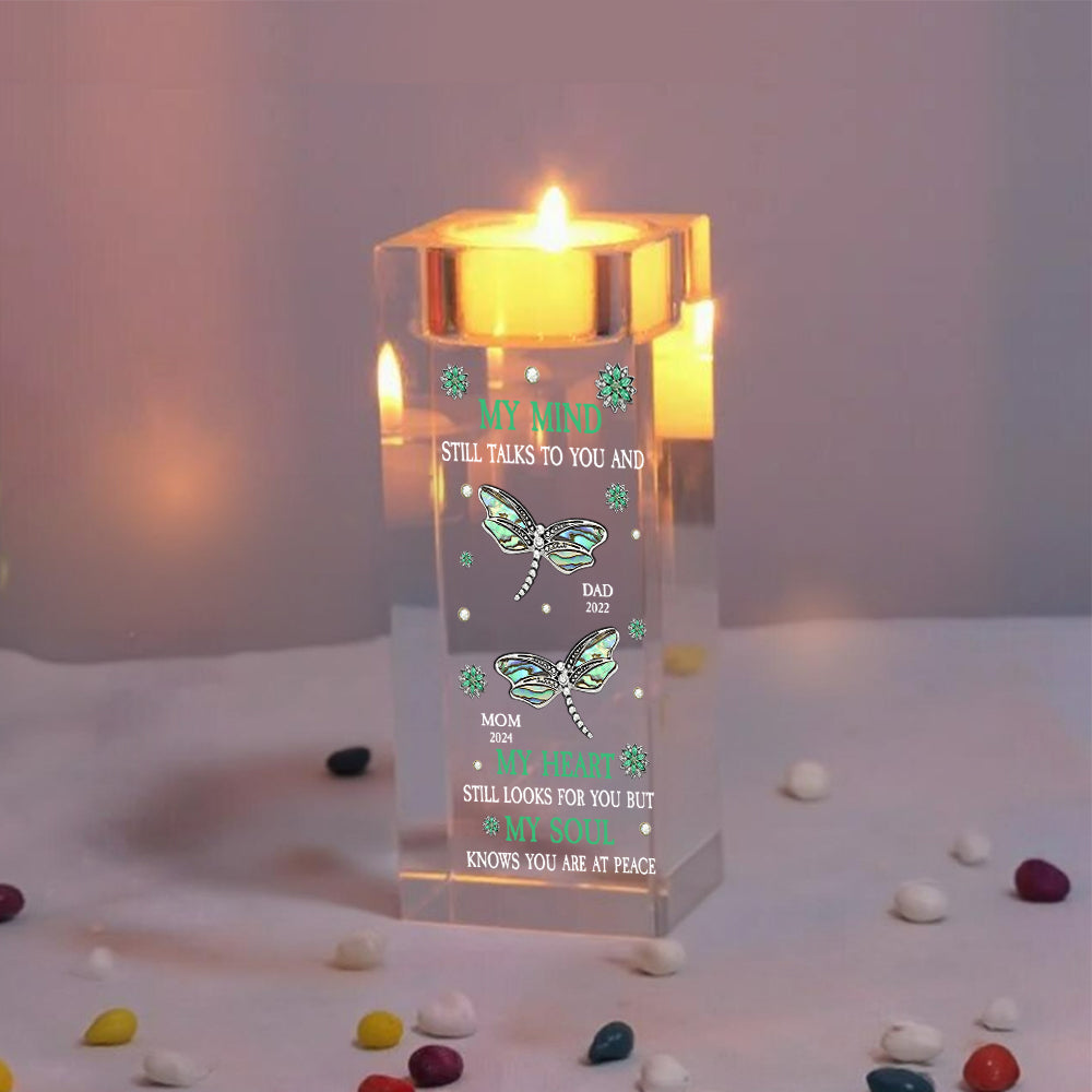My Mind Still Talks To You - Personalized Memorial Glass Candle Holder