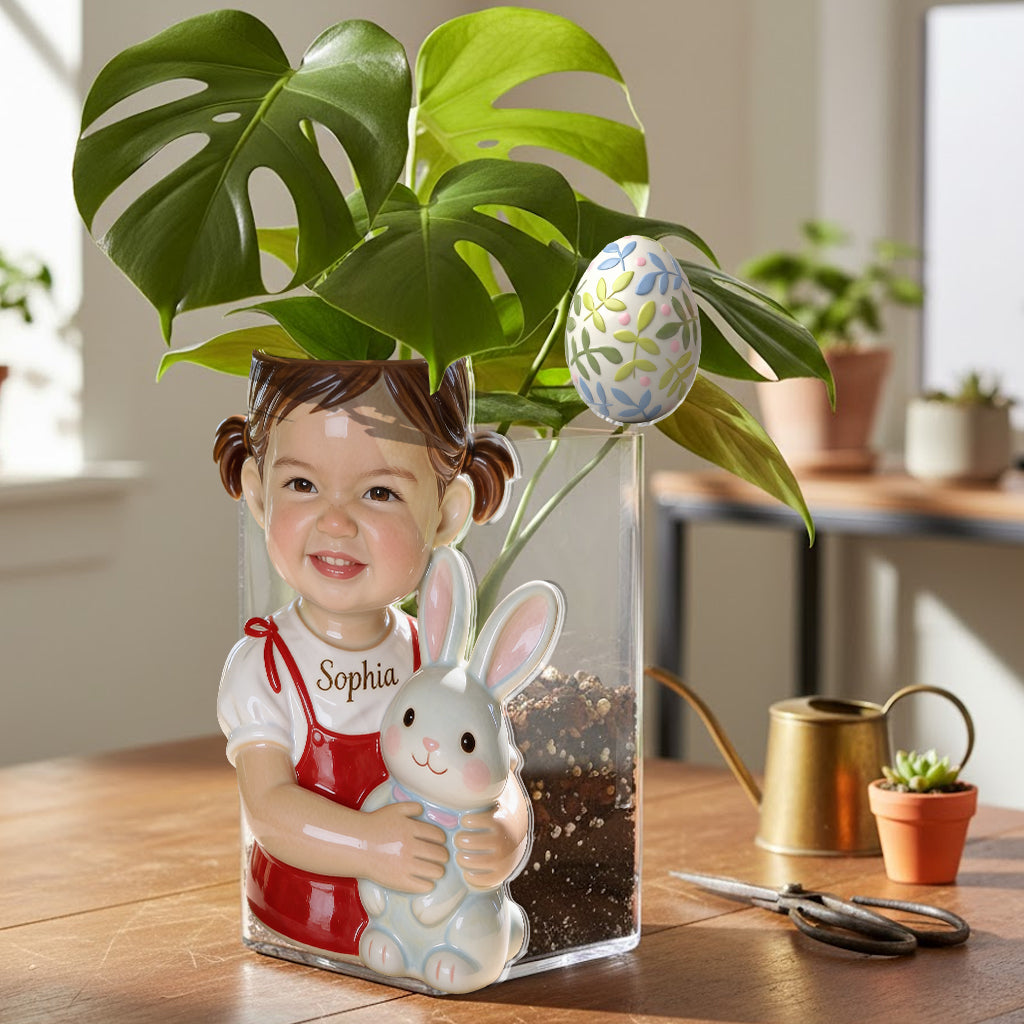 Custom Any Photo, Easter's Day - Personalized Kid Acrylic Pot & Stake